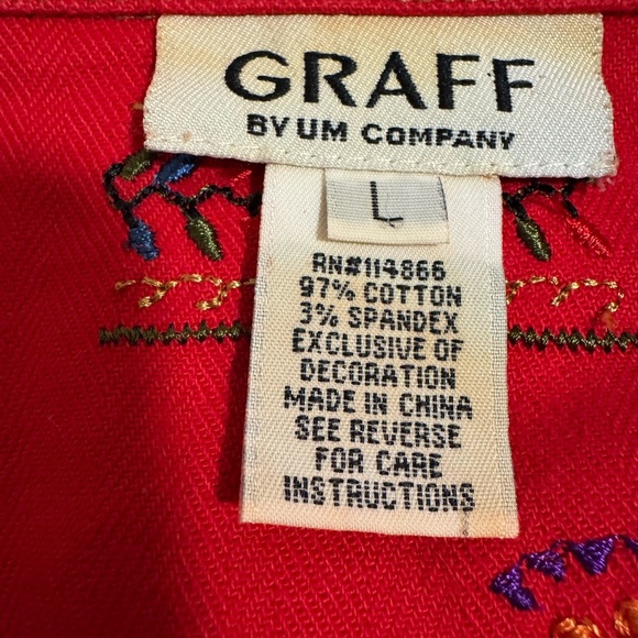 GRAFF Size large RED Stretch Denim jacket - Picture 9 of 10